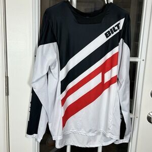BILT Motocross Jersey Size Large MX Racing Long Sleeve Black White Red